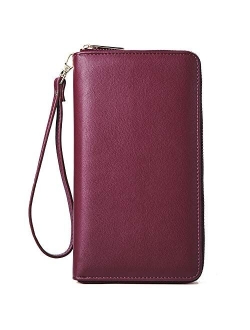 Women Wallet Large Leather Designer Zip Around Card Holder Checkbook Organizer Purse Travel Clutch Wristlet