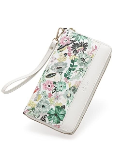 Women Wallet Large Leather Designer Zip Around Card Holder Checkbook Organizer Purse Travel Clutch Wristlet