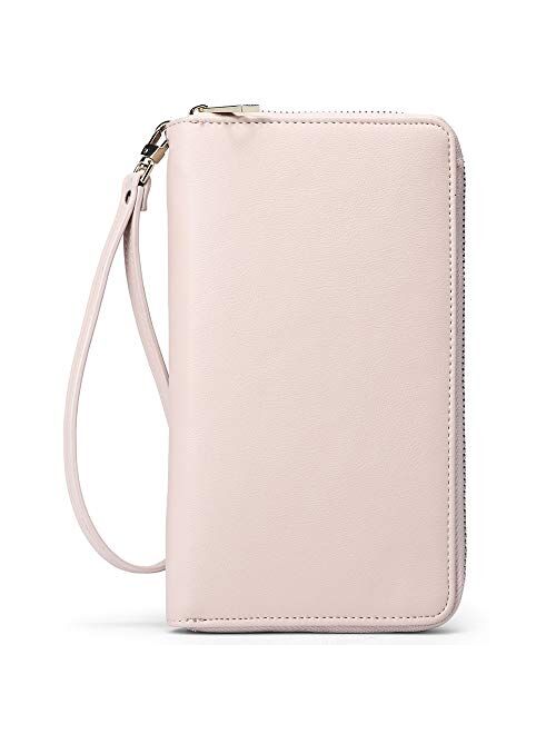 CLUCI Women Wallet Large Leather Designer Zip Around Card Holder Checkbook Organizer Purse Travel Clutch Wristlet