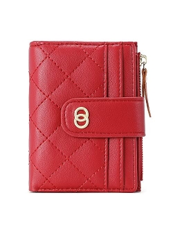 Soft Leather Small Wallets for Women Bifold Ladies Organizer Credit Card Holders with Coin Pocket Clutch Pink