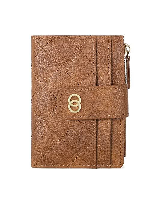 CLUCI Soft Leather Small Wallets for Women Bifold Ladies Organizer Credit Card Holders with Coin Pocket Clutch Pink