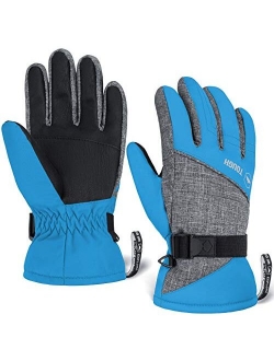 Kids Winter Gloves - Snow & Ski Waterproof Youth Gloves for Boys & Girls - Insulated for Cold Weather Outdoor Play, Skiing & Snowboarding - with Windproof Thermal Shell &