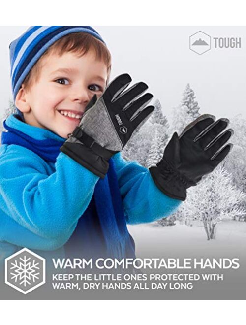 Kids Winter Gloves - Snow & Ski Waterproof Youth Gloves for Boys & Girls - Insulated for Cold Weather Outdoor Play, Skiing & Snowboarding - with Windproof Thermal Shell &