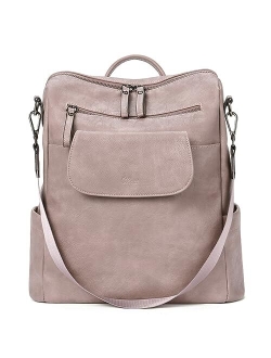 Backpack Purse for Women Fashion Leather Designer Travel Large Convertible Bookbag Girls Ladies Flap Shoulder Bags Two-toned Brown