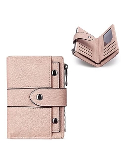 Small Wallet for Women Leather Bifold Multi Mini Card Holder Organizer designer Ladies Zipper Coin with Removeable ID Window