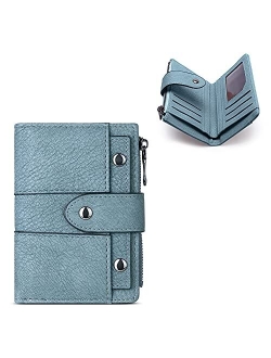 Small Wallet for Women Leather Bifold Multi Mini Card Holder Organizer designer Ladies Zipper Coin with Removeable ID Window