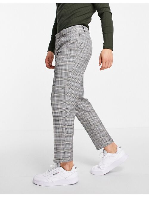 River Island tapered smart pants in brown check