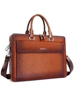 Women Oil Wax Leather Briefcases Slim Large Business 15.6" Laptop Vintage Shoulder Bag for Men