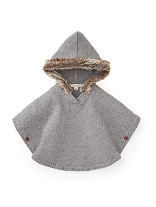 Hope & Henry Sweater Cape with Faux Fur Hood