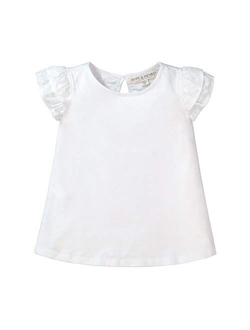 Hope & Henry Girls' Short Sleeve Flutter Sleeve Knit Top