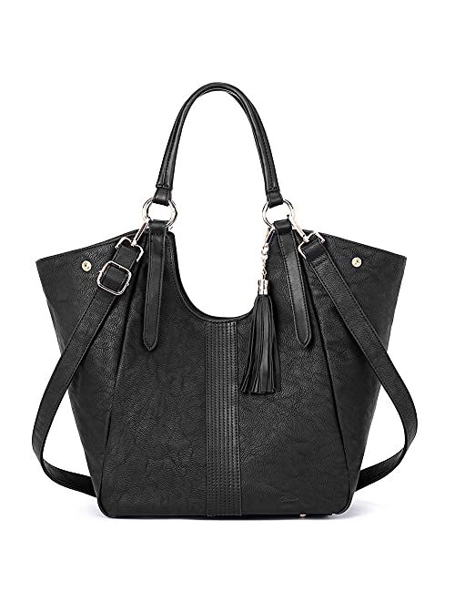 CLUCI Hobo Bags for Women Large Purse Ladies Handbag Leather Designer Shoulder Bag with Tassel