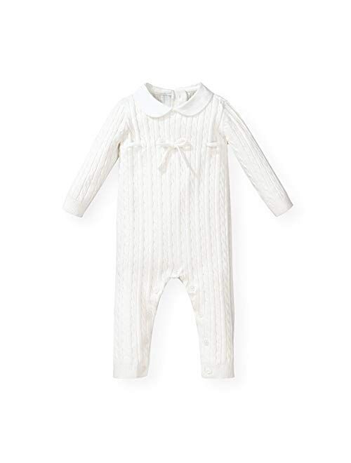 Hope & Henry Layette Organic Cotton Long Sleeve Romper with Peter Pan Collar