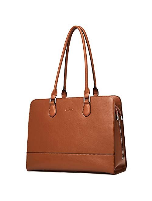 CLUCI Genuine Leather Briefcase for Women 15.6 Inch Laptop Vintage Large Ladies Business Work Shoulder Bags