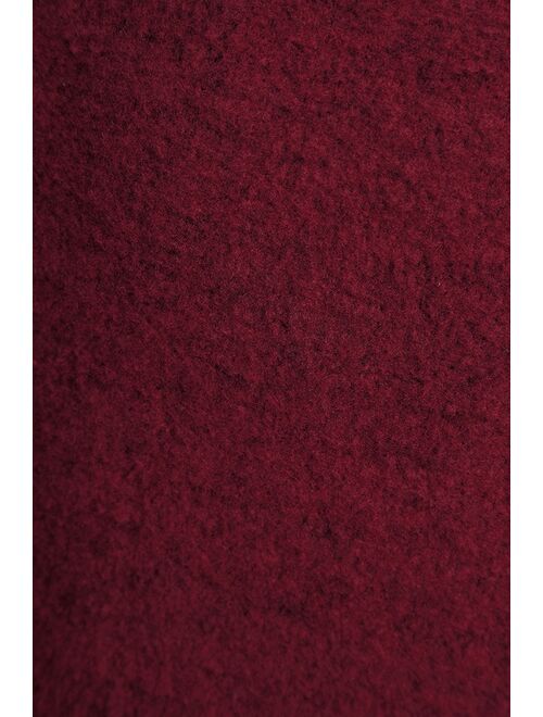 Lulus Favorite Tune Burgundy Faux Wrap Sweater Dress