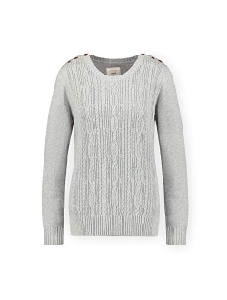 Women's Cable Knit Sweater with Button Detail