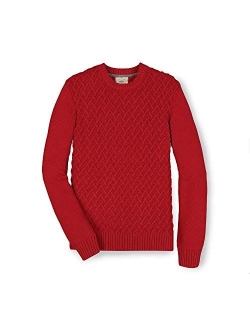Men's Long Sleeve Herringbone Cable Pullover Sweater