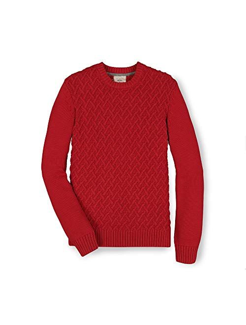 Hope & Henry Men's Long Sleeve Herringbone Cable Pullover Sweater