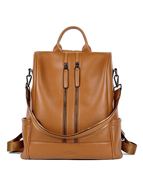 CLUCI Genuine Leather Women Backpack Purse Fashion Large Designer Travel Ladies Shoulder Bag