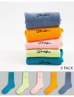 5 pack logo socks in multi