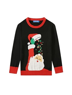 SSLR Youth Big Boys Holiday Santa Clause Pullover Sweater Ugly Christmas Sweater for Kids