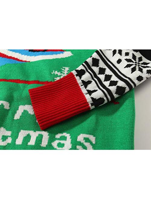 SSLR Youth Big Boys Holiday Santa Clause Pullover Sweater Ugly Christmas Sweater for Kids