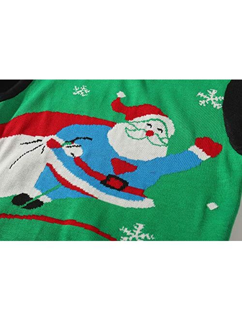 SSLR Youth Big Boys Holiday Santa Clause Pullover Sweater Ugly Christmas Sweater for Kids