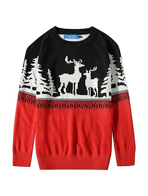 SSLR Youth Big Boys Holiday Santa Clause Pullover Sweater Ugly Christmas Sweater for Kids