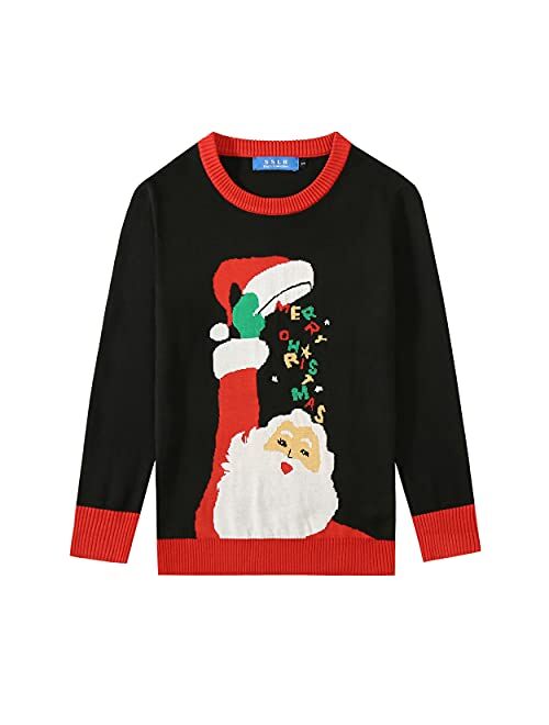 SSLR Youth Big Boys Holiday Santa Clause Pullover Sweater Ugly Christmas Sweater for Kids