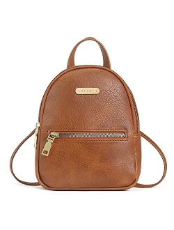 Small Backpack Purse for Women Girls Fashion Vegan Leather Designer Lightweight Travel Ladies Convertible Shoulder Bag Two-tone Brown