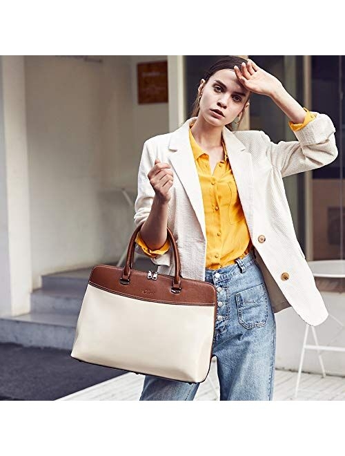 CLUCI Briefcase for Women Oil Wax Leather 15.6 Inch Laptop Business Vintage Slim Ladies Shoulder Bag