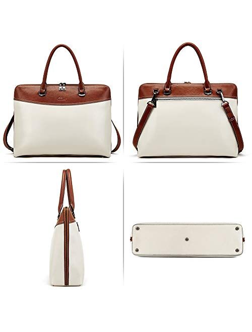 CLUCI Briefcase for Women Oil Wax Leather 15.6 Inch Laptop Business Vintage Slim Ladies Shoulder Bag