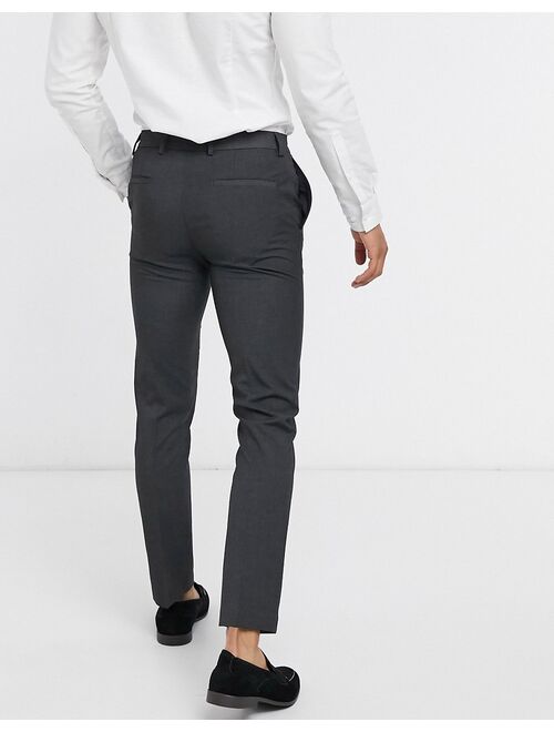 River Island cotton slim fit smart pants in gray