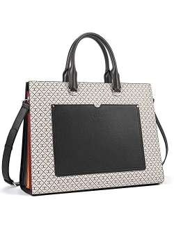 Briefcase for Women Fashion Genuine Leather 15.6 Inch Laptop Slim Large Pocket Business Ladies Shoulder Bag Black Lizard pattern