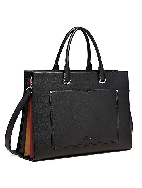 CLUCI Briefcase for Women Fashion Genuine Leather 15.6 Inch Laptop Slim Large Pocket Business Ladies Shoulder Bag Black Lizard pattern