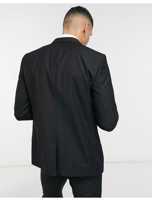 River Island wedding skinny suit jacket in black