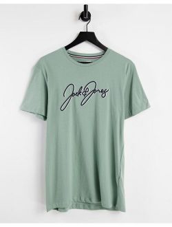 script logo T-shirt in green