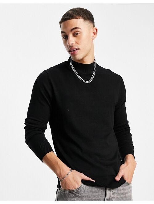 River Island Roll Neck Knitted Sweater In Black