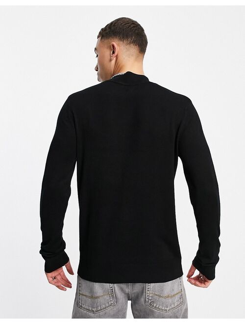 River Island Roll Neck Knitted Sweater In Black