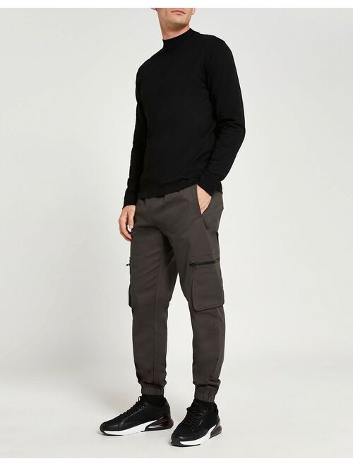 River Island slim fit turtle neck long sleeve t-shirt in black