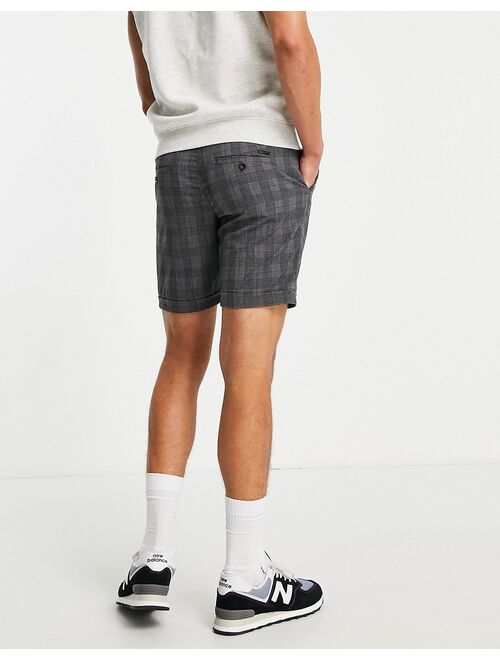 Jack & Jones regular fit check shorts in gray