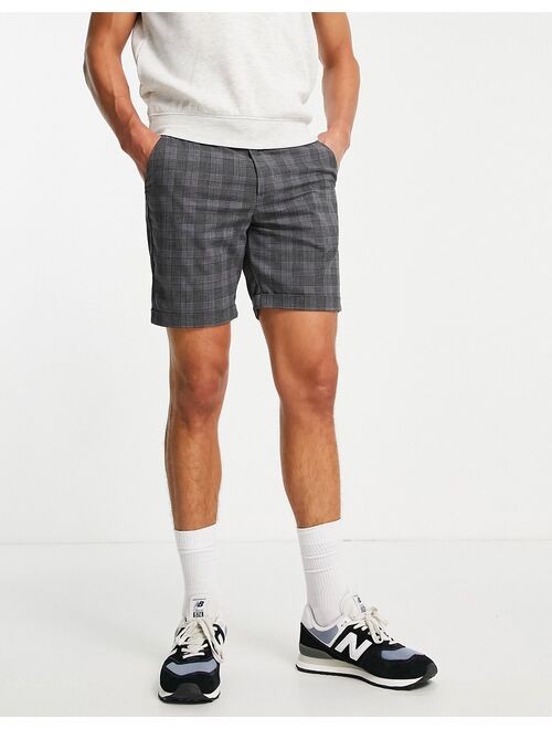 Jack & Jones regular fit check shorts in gray