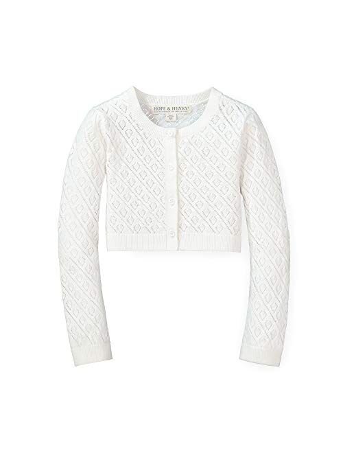 Hope & Henry Girls' Long Sleeve Dressy Cropped Cardigan Sweater