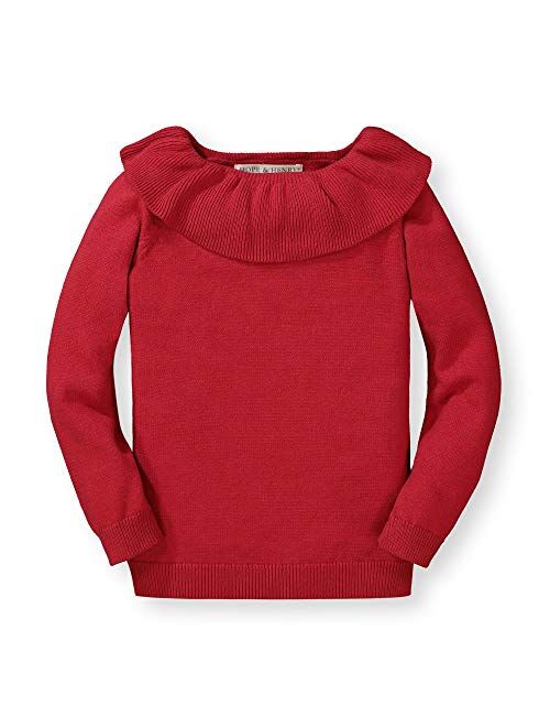 Hope & Henry Girls' Long Sleeve Ruffle Collar Sweater