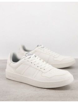 faux leather sneakers in white