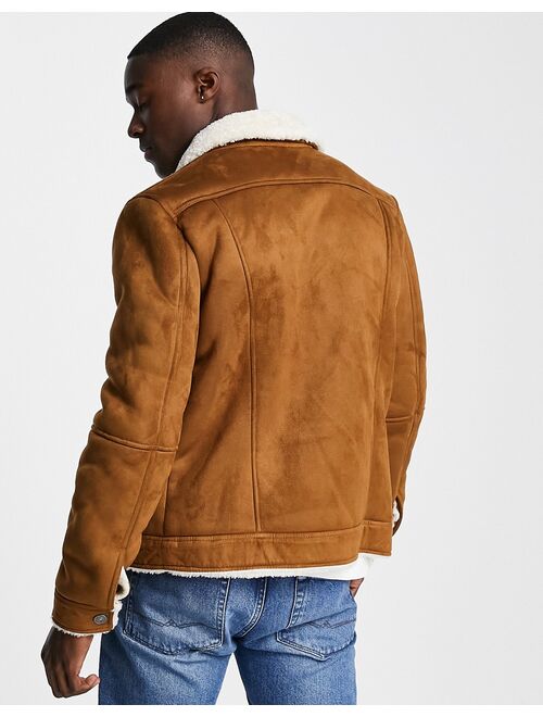 River Island sherpa lined western jacket in brown