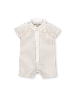 Layette Organic Cotton Woven Button Front Romper