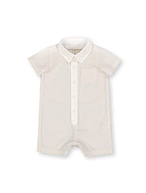 Hope & Henry Layette Organic Cotton Woven Button Front Romper