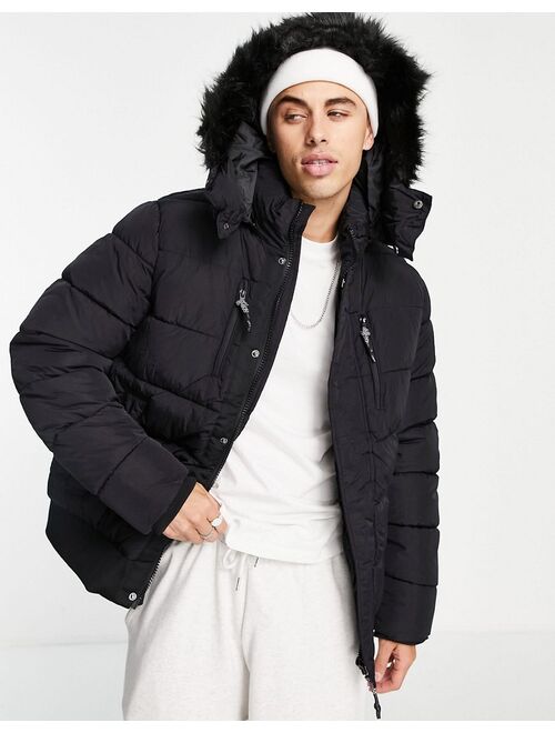 River Island puffer jacket in black