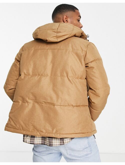 Jack & Jones Originals puffer with hood in tan