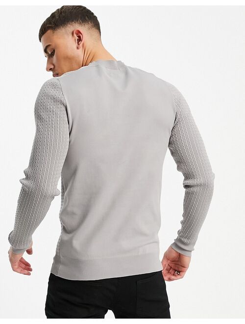 Buy River Island knit muscle fit sweater in gray online Topofstyle